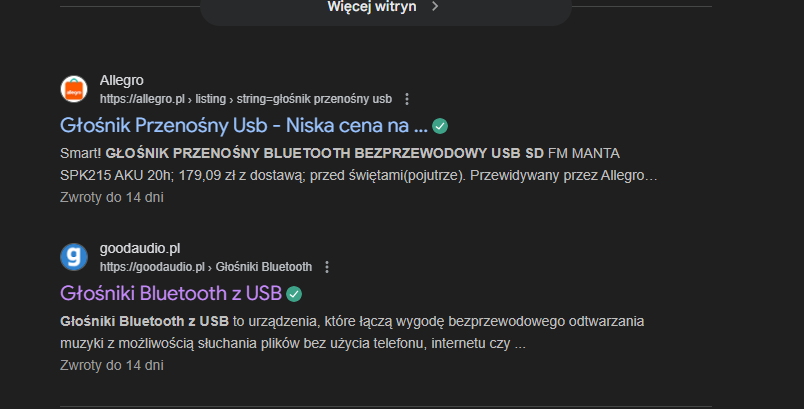 goodaudio.pl next to the "polish amazon" (Allegro) in SER{s